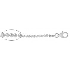 2mm Diamond Cut Beaded Chain, 16" - 18" Length, Sterling Silver